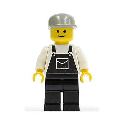 Overalls Black with Pocket, Black Legs, Light Gray Cap