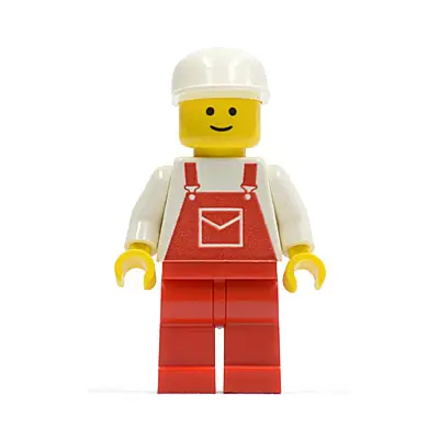 Overalls Red with Pocket, Red Legs, White Cap