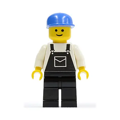 Overalls Black with Pocket, Black Legs, Blue Cap