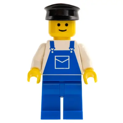 Overalls Blue with Pocket, Blue Legs, Black Hat