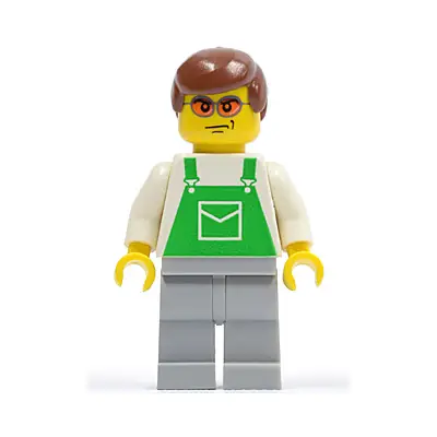 Overalls Green with Pocket, Light Bluish Gray Legs, Orange Sunglasses, Reddish Brown Hair