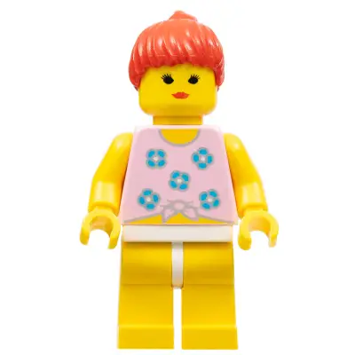Blue Flowers - Yellow Legs, Red Ponytail Hair