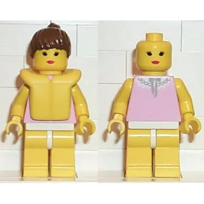 Gray and White Collar - Yellow Legs, Brown Ponytail Hair, Life Jacket