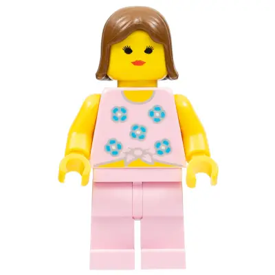 Blue Flowers - Pink Legs, Brown Female Hair