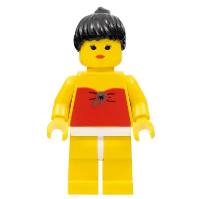 Red Halter Top - Yellow Legs, Black Ponytail Hair, Closed Mouth