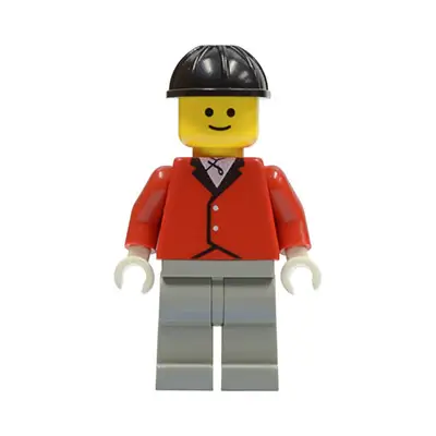 Red Riding Jacket - Light Gray Legs, Black Construction Helmet