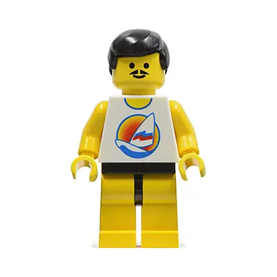 Surfboard on Ocean - Yellow Legs, Black Male Hair, Moustache