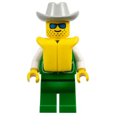 Jacket Green with 2 Large Pockets - Green Legs, Light Gray Cowboy Hat
