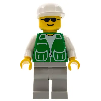 Jacket Green with 2 Large Pockets - Light Gray Legs, White Cap