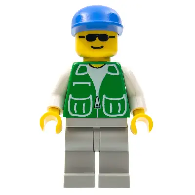 Jacket Green with 2 Large Pockets - Light Gray Legs, Blue Cap
