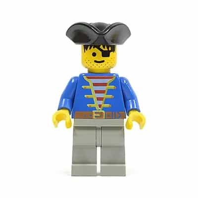 Pirate Blue Jacket, Light Gray Legs, Black Pirate Triangle Hat
