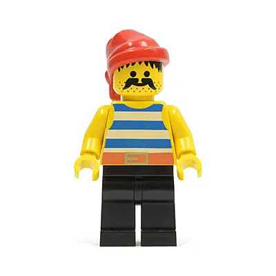 Pirate Blue / White Stripes Shirt, Black Legs, Red Bandana