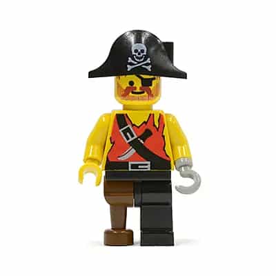Pirate Shirt with Knife, Black Leg with Peg Leg, Black Pirate Hat with Skull