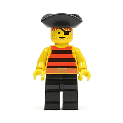 Pirate Red / Black Stripes Shirt, Black Legs, Black Pirate Triangle Hat