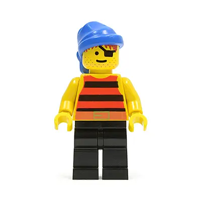 Pirate Red / Black Stripes Shirt, Black Legs, Blue Bandana