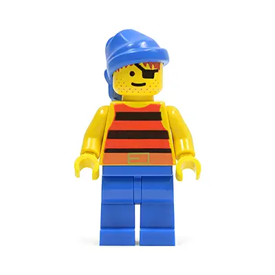 Pirate Red / Black Stripes Shirt, Blue Legs, Blue Bandana