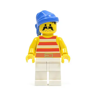 Pirate Red / White Stripes Shirt, White Legs, Blue Bandana