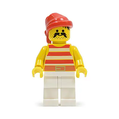 Pirate Red / White Stripes Shirt, White Legs, Red Bandana