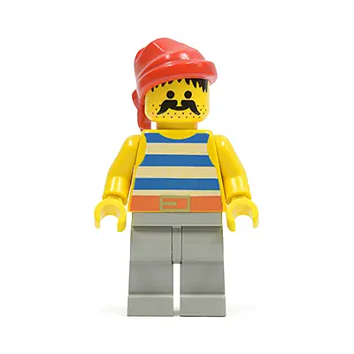 Pirate Blue / White Stripes Shirt, Light Gray Legs, Red Bandana