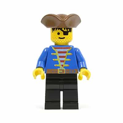 Pirate Blue Jacket, Black Legs, Brown Pirate Triangle Hat, Black Hair
