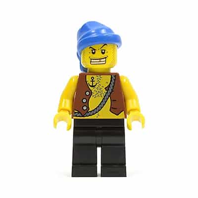 Pirate Vest and Anchor Tattoo, Black Legs, Blue Bandana, Gold Tooth