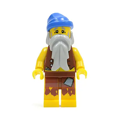 Pirate Vest and Anchor Tattoo, Gray Beard, Blue Bandana (Castaway)