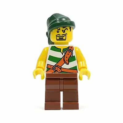 Pirate Green / White Stripes, Reddish Brown Legs, Dark Green Bandana, Goatee