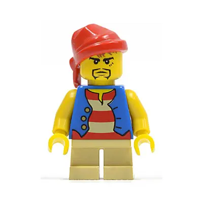 Pirate - Blue Vest, Tan Short Legs, Red Bandana, Black Goatee