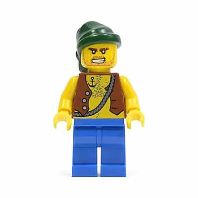 Pirate Vest and Anchor Tattoo, Blue Legs, Dark Green Bandana