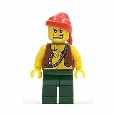 Pirate Vest and Anchor Tattoo, Dark Green Legs, Red Bandana