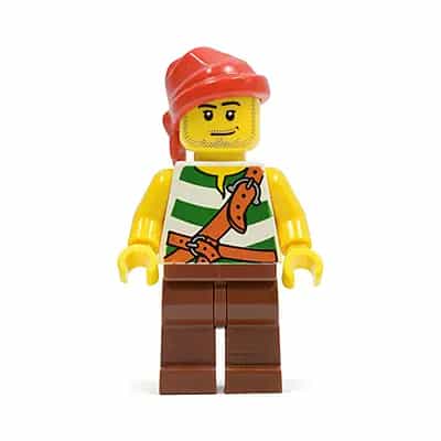 Pirate Green / White Stripes, Reddish Brown Legs, Red Bandana