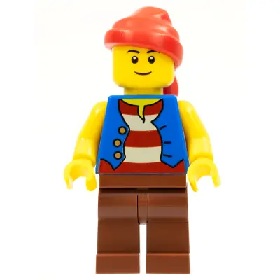 Pirate - Blue Vest, Reddish Brown Legs, Red Bandana, Black Eyebrows