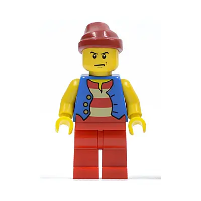 Pirate Blue Vest, Red Legs, Dark Red Bandana, Scowl