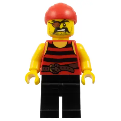 Pirate 1 - Black and Red Stripes, Black Legs, Eye Patch