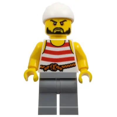 Pirate 2 - Red and White Stripes, Light Bluish Gray Legs, Beard