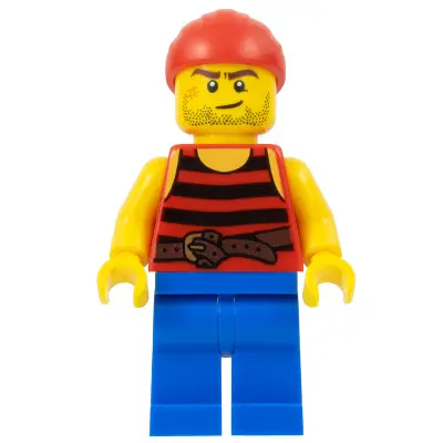 Pirate 3 - Black and Red Stripes, Blue Legs, Scar