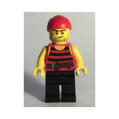 Pirate 6 - Black and Red Stripes, Black Legs, Scar
