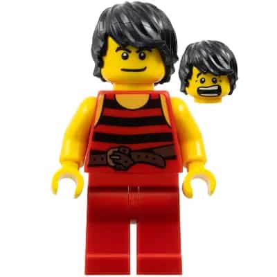 Pirate 7 - Black and Red Stripes, Red Legs, Scared, Black Crow's Feet