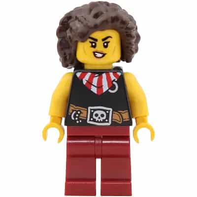 Pirate - Female, Black Top with Red and White Striped Bandana, Dark Red Legs, Dark Brown Hair