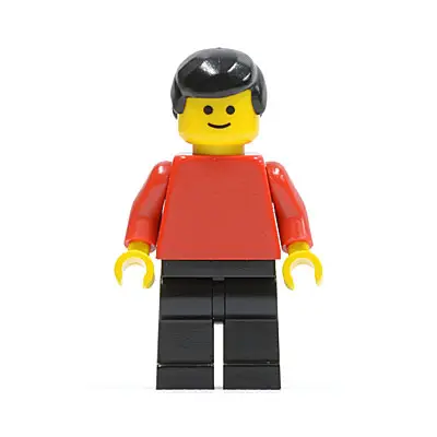 Plain Red Torso with Red Arms, Black Legs, Black Male Hair
