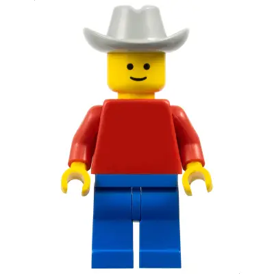 Plain Red Torso with Red Arms, Blue Legs, Light Gray Cowboy Hat