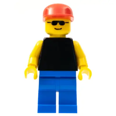 Plain Black Torso with Yellow Arms, Blue Legs, Sunglasses, Red Cap