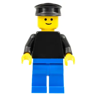 Plain Black Torso with Black Arms, Blue Legs, Black Hat