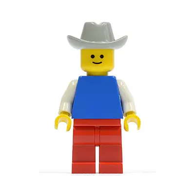 Plain Blue Torso with White Arms, Red Legs, Light Gray Cowboy Hat