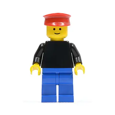 Plain Black Torso with Black Arms, Blue Legs, Red Hat