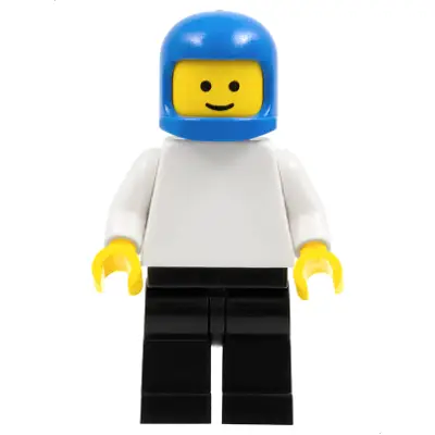Plain White Torso with White Arms, Black Legs, Blue Classic Helmet