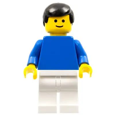 Plain Blue Torso with Blue Arms, White Legs, Black Male Hair