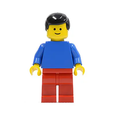Plain Blue Torso with Blue Arms, Red Legs, Black Male Hair