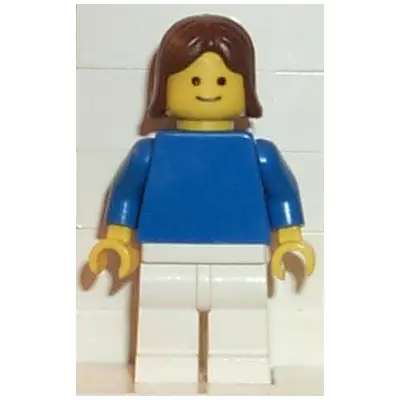 Plain Blue Torso with Blue Arms, White Legs, Brown Female Hair