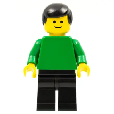 Plain Green Torso with Green Arms, Black Legs, Black Male Hair